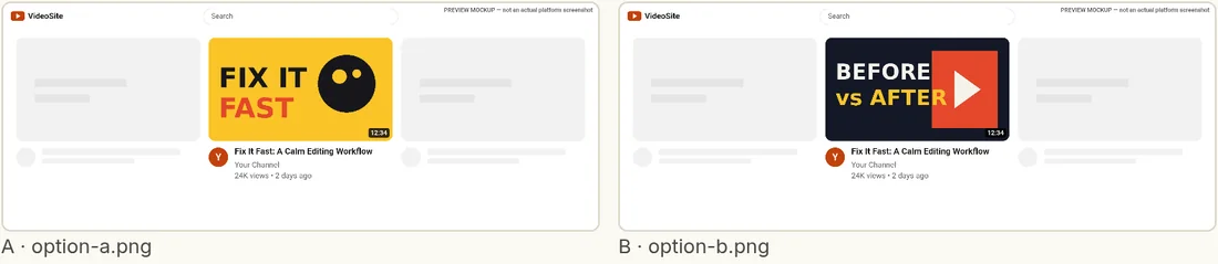 Two thumbnail versions in identical home-grid mockups, side by side